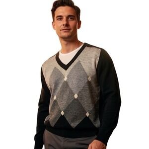 Woodstock International Sweater M 100% Lambs Wool Dark Academia Preppy Old Money